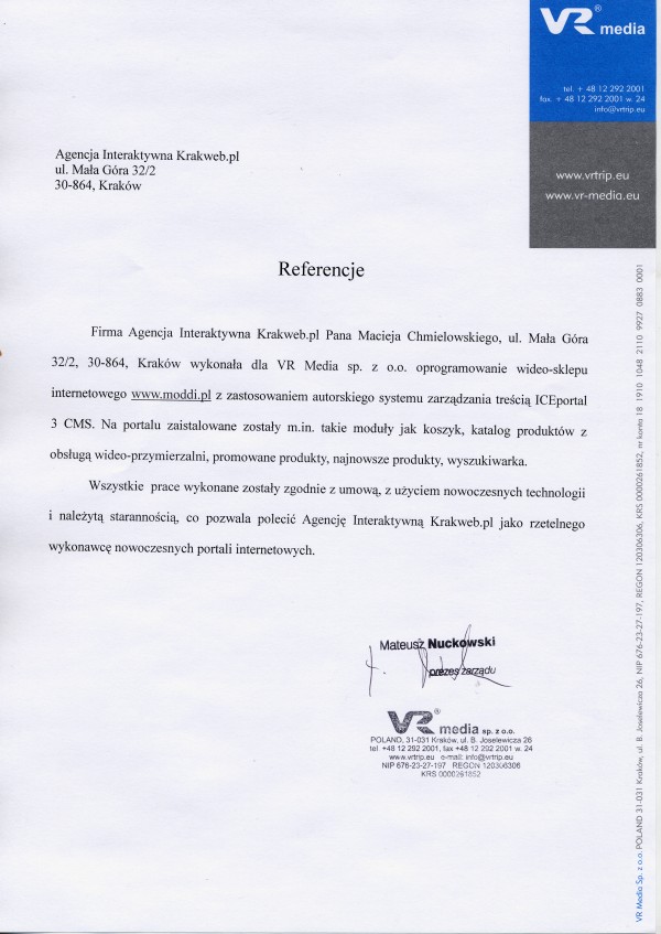 Referencje VR Media Referencje VR Media