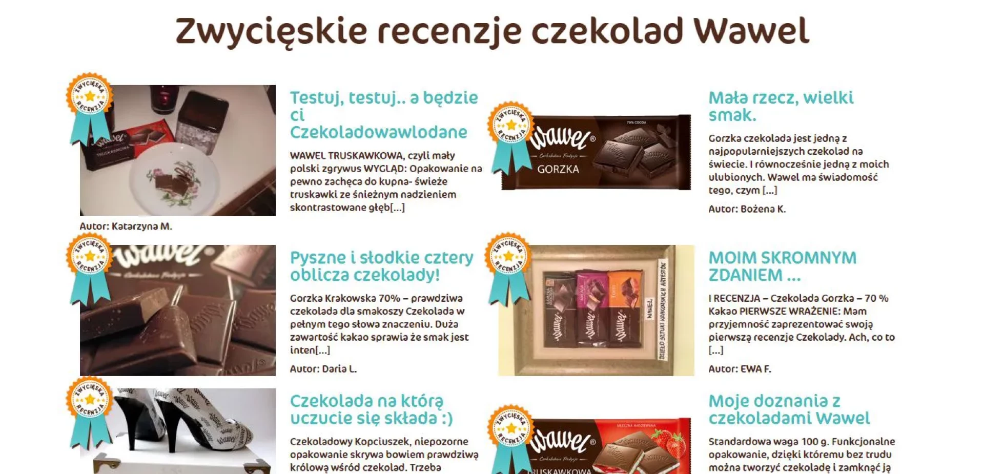 Słodkie recenzje - listy artykułów