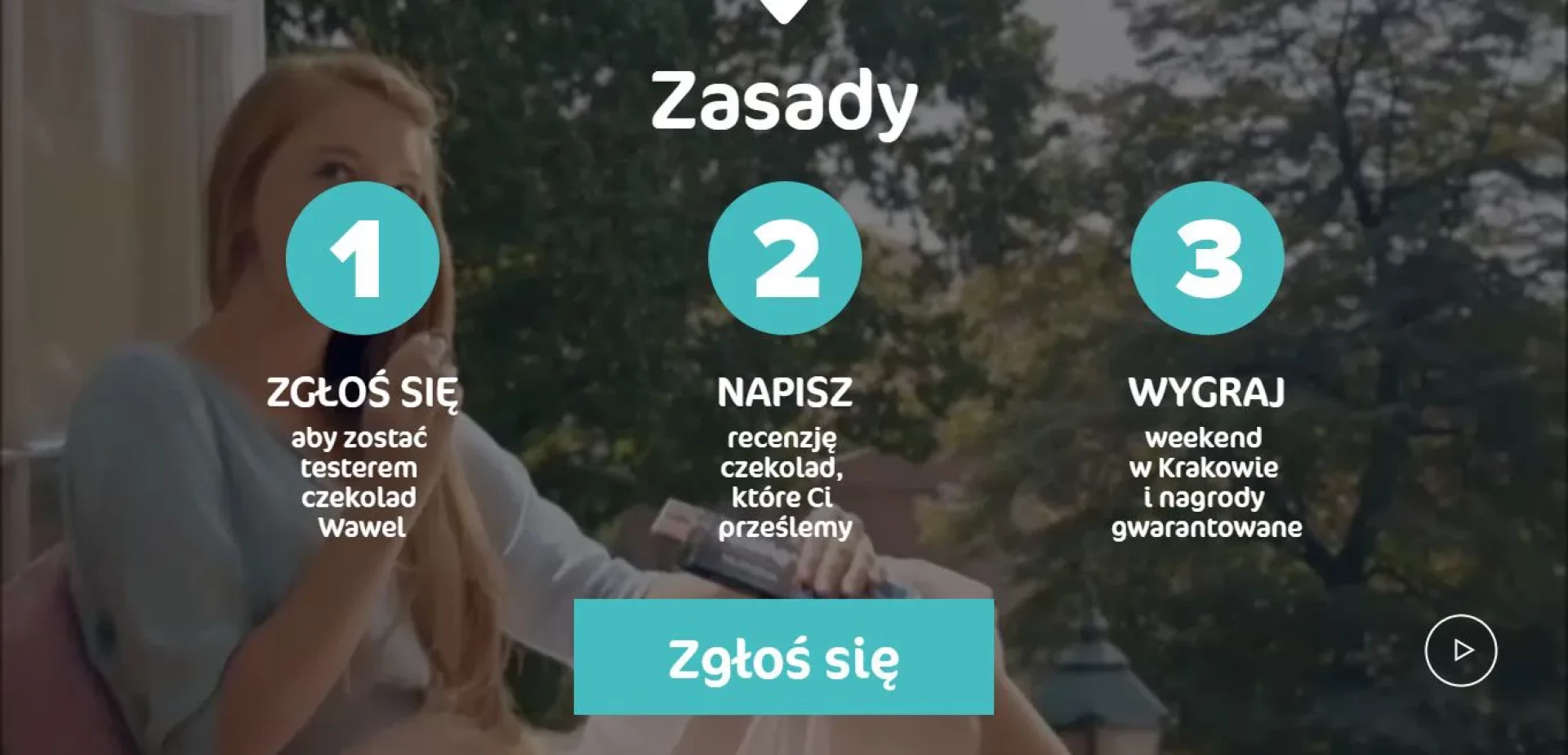 Zasady - część strony z filmem w tle