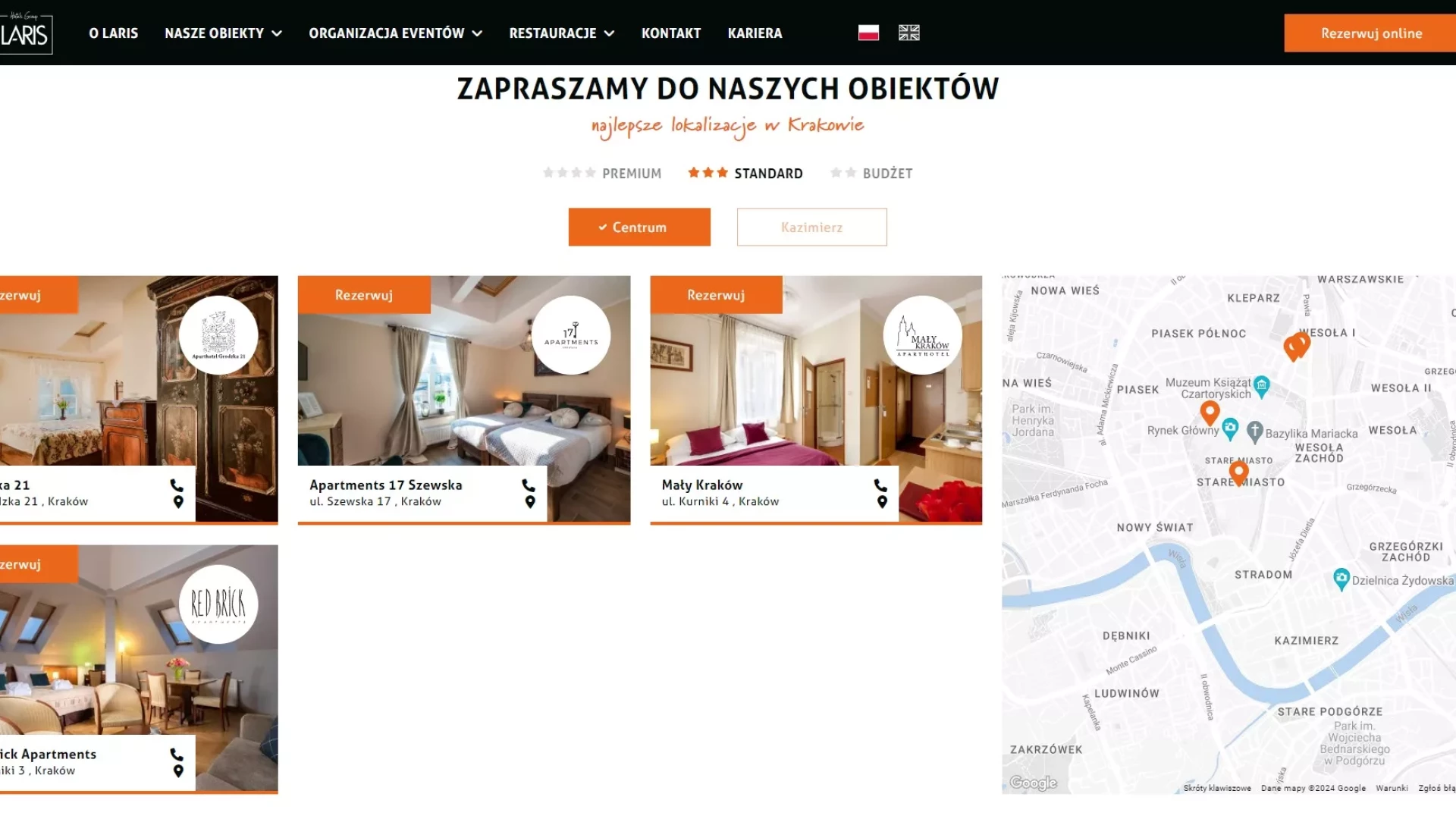 LHG - Strona internetowa hotelu / sieci hotelowej Laris Hotels Group