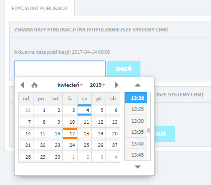 kalendarz publikacji - ICEberg CMS