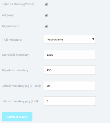 szczegółowe parametry slajdera - moduł ICEberg CMS