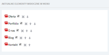 ICEberg CMS - struktura>widoczne elementy w menu