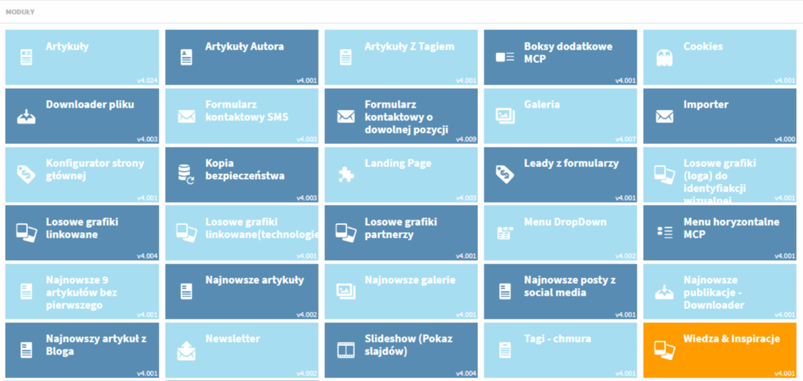 przykładowe moduły ICEberg CMS