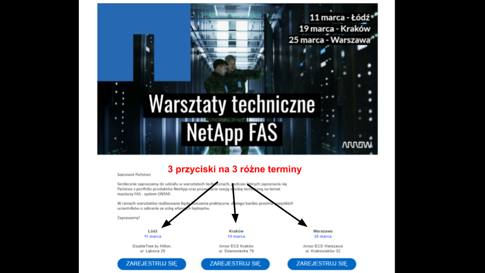 arrowecs.pl - 3 przyciski na 3 różne terminy