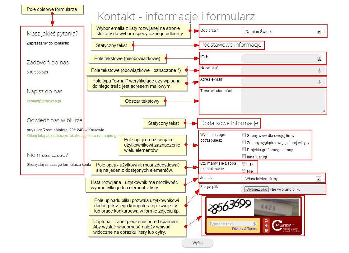 Możliwości formularza ICEberg CMS