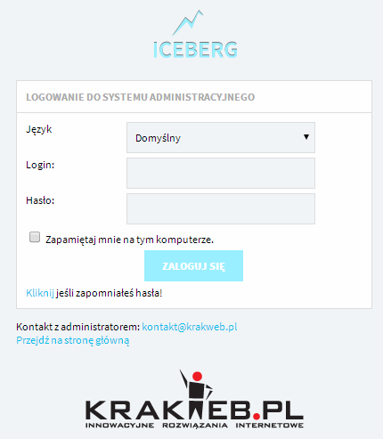 panel logowania ICEberg cms