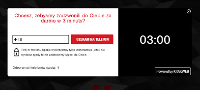Pop-up na stronie Krakweb.pl