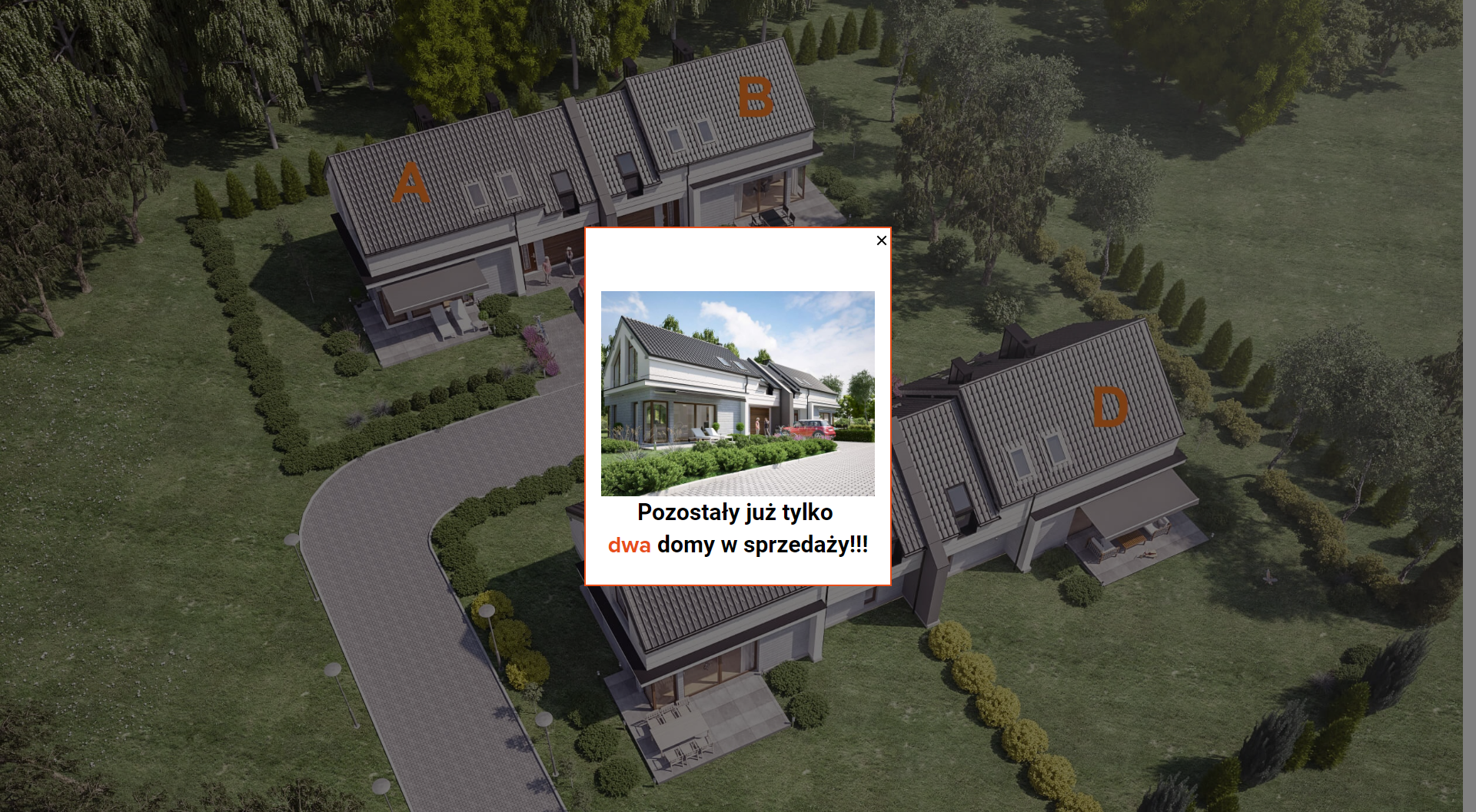 popup - wyskakująca reklama ze strony http://www.domdd.com.pl/lesna-enklawa (realizacja Krakweb)