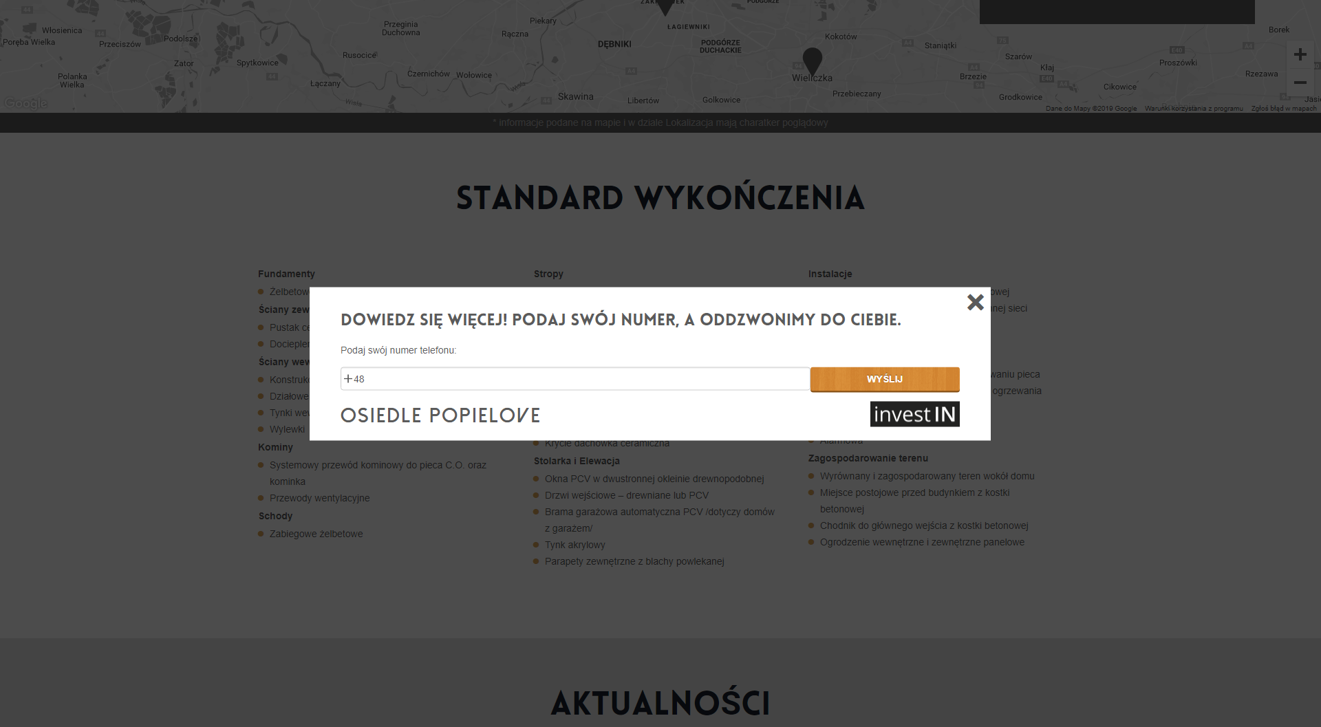 popup - wyskakująca reklama ze strony popielove.pl (realizacja Krakweb)
