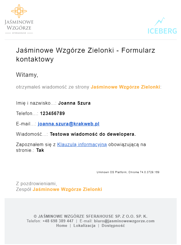 szablon e-mail dla jasminowewzgorze.com (realizacja Krakweb)