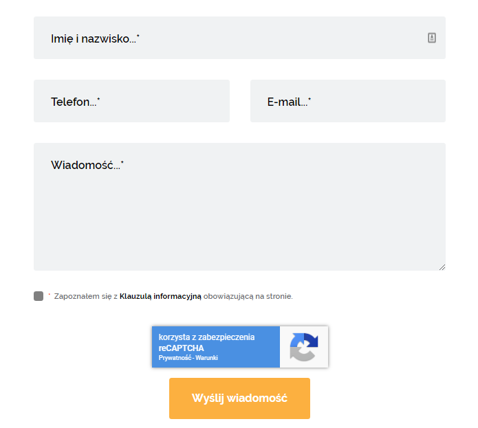 ogólny formularz ze strony popielove.pl (realizacja Krakweb)