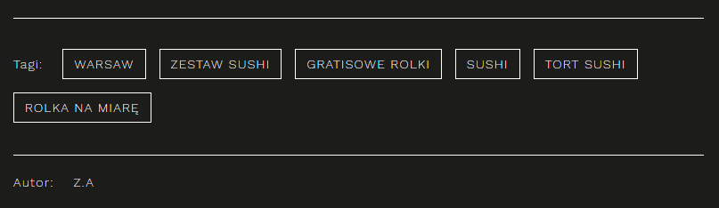 tagi z pracowni sushi w warszawie (realizacja Krakweb)
