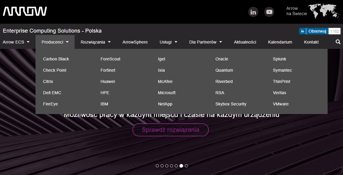 menu z arrowecs