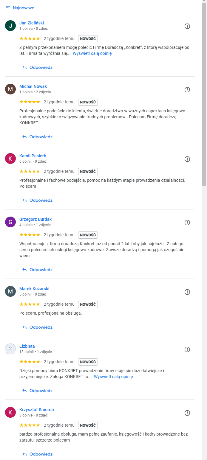 Pozytywne opinie Google Maps