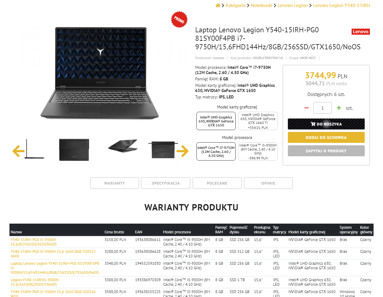 E-commerce - dropshipping sklep z laptopami