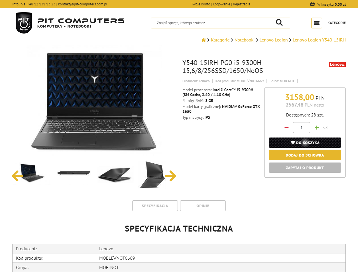 E-commerce - dropshipping sklep z laptopami