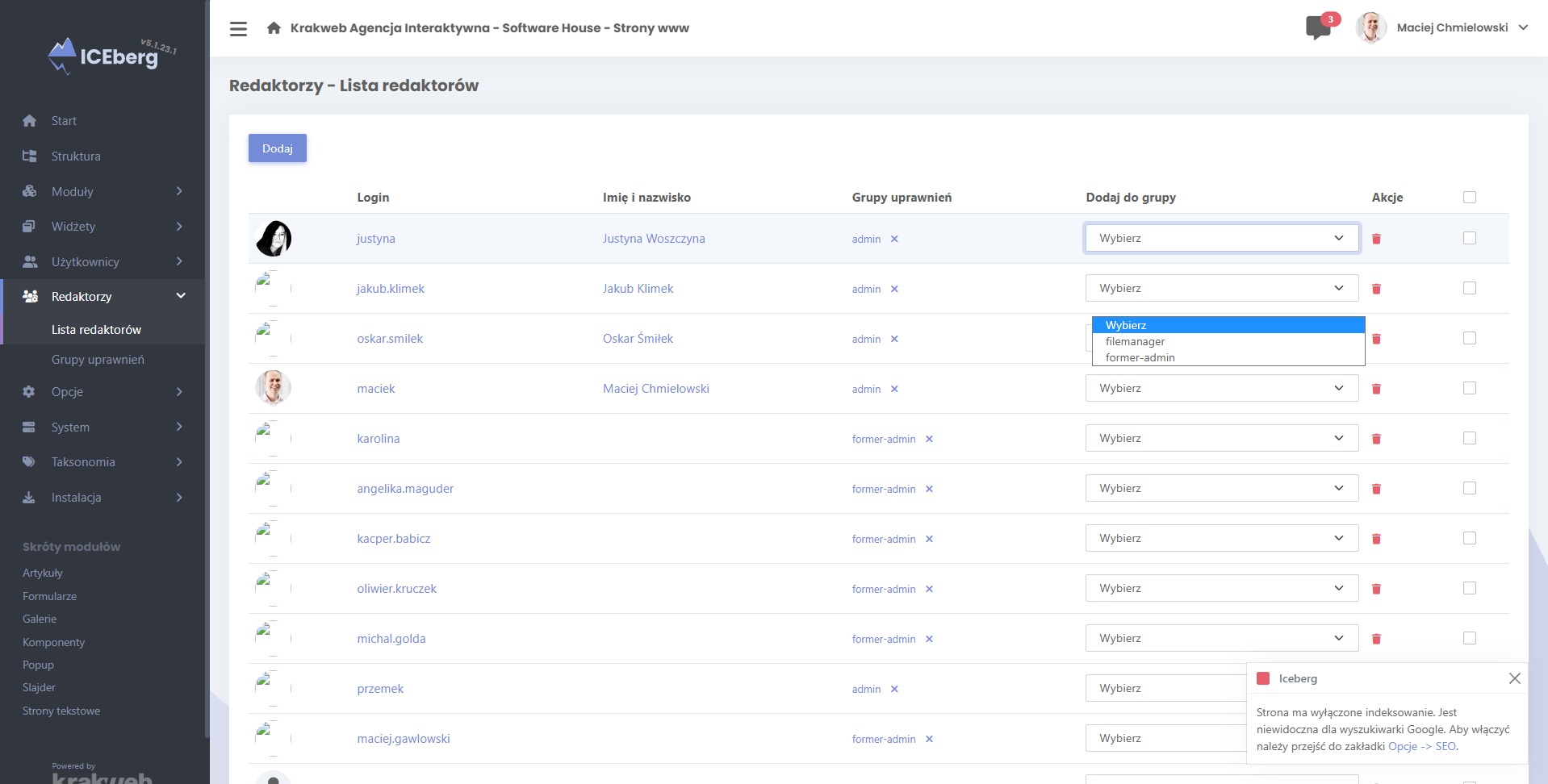 Redaktorzy ICEberg CMS 5