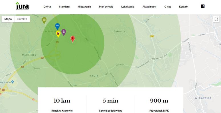 Mapa otoczenia ICEberg CMS Modlnica Zacisze