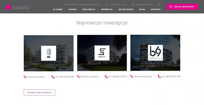 Wiele inwestycji w serwisie korporacyjnym dewelopera ICEberg CMS