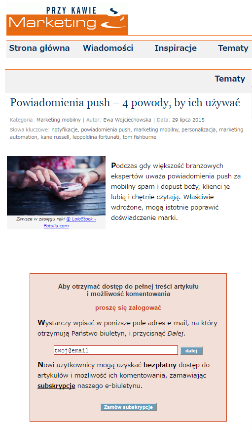 Przykład ukrytego artykułu 