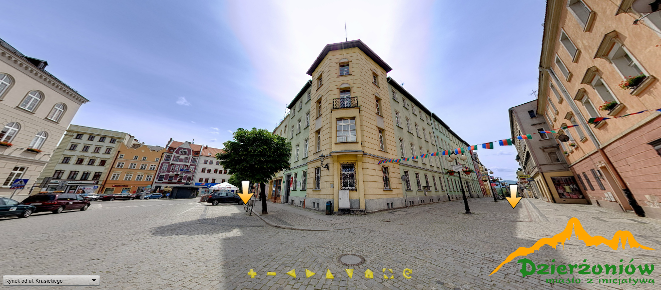 Zrzut przedstawia ujecie z wirtualnego przewodnika po mieście